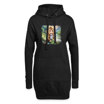Niedlicher junger Affe, fröhlich am Fluss - Hoodie-Kleid - Schwarz - Vorne