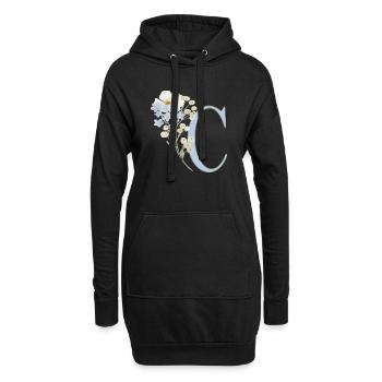 Buchstabe C mit floralem Motiv - Hoodie-Kleid - Schwarz - Vorne