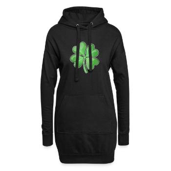 Lebendiges vierblättriges Kleeblatt-Design - Hoodie-Kleid - Schwarz - Vorne
