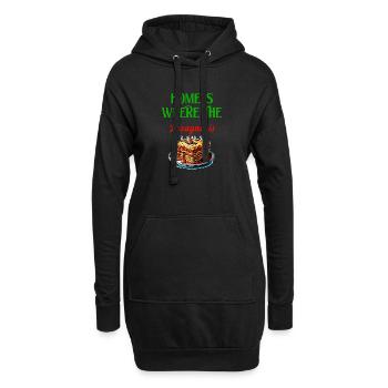 C'est à la maison que se trouvent les lasagnes - Sweat-shirt à capuche long Femme - noir - Devant