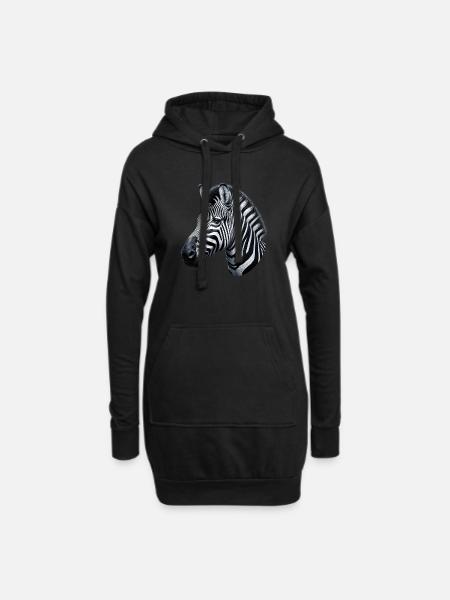 Zebra - Hoodie-Kleid - Schwarz
