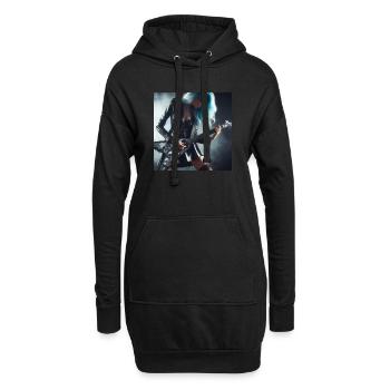 Metaller an der Gitarre - Hoodie-Kleid - Schwarz - Vorne