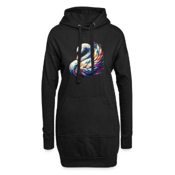 Cygne - Sweat-shirt à capuche long Femme - noir - Devant