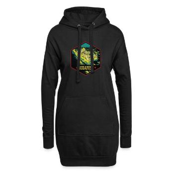Nächtliche Illustration Historisches Budapest - Hoodie-Kleid - Schwarz - Vorne