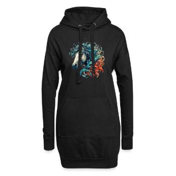 Pferd - Hoodie-Kleid - Schwarz - Vorne