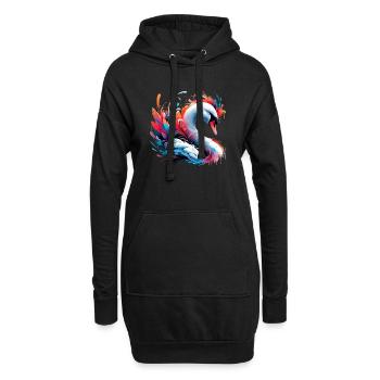 Cygne - Sweat-shirt à capuche long Femme - noir - Devant