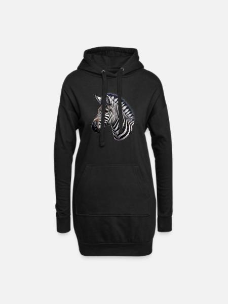 Zebra - Hoodie-Kleid - Schwarz