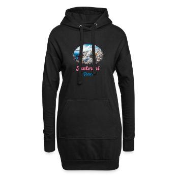 Santorin, Grèce, voyage au volcan Akrotiri - Sweat-shirt à capuche long Femme - noir - Devant