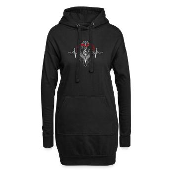 Heartbeat Music Heart Pulse Notes - Sweat-shirt à capuche long Femme - noir - Devant