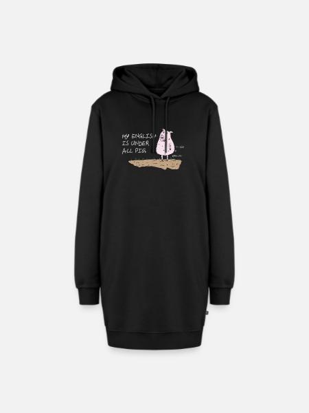 my english is under all pig lustiger spruch - Hoodie-Kleid - Schwarz