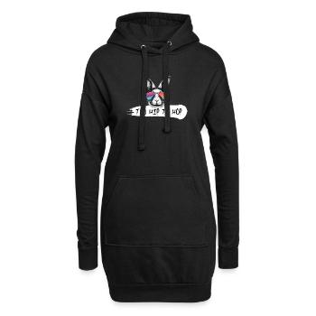 too hip to hop hase häschen osterhase spruch - Hoodie-Kleid - Schwarz - Vorne
