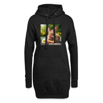Entzückender Hase - Hoodie-Kleid - Schwarz - Vorne