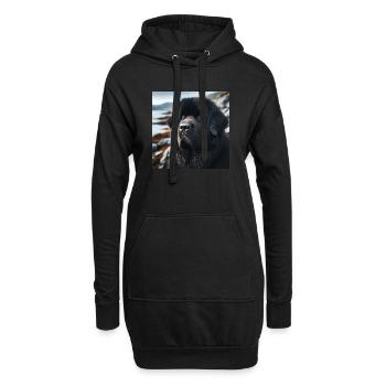 Freundlichkeit zum Hund: Der Neufundländer - Hoodie-Kleid - Schwarz - Vorne
