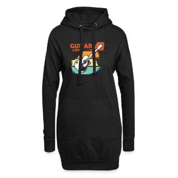 Gitarre Liebe Musik Illustration vintage retro - Hoodie-Kleid - Schwarz - Vorne
