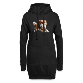 chien cavalier king charles origami géométrique 3d - Sweat-shirt à capuche long Femme - noir - Devant