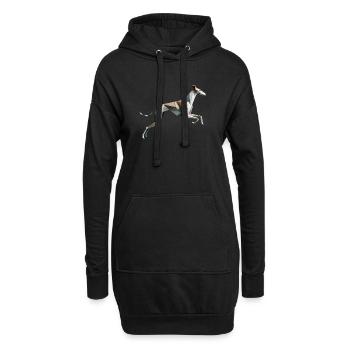 Jagdhund läuft Origami Geometrisch 3D - Hoodie-Kleid - Schwarz - Vorne