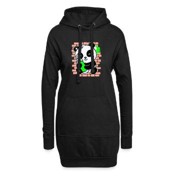 Panda pulvérisateur Graffiti bombe aérosol Street Art - Sweat-shirt à capuche long Femme - noir - Devant