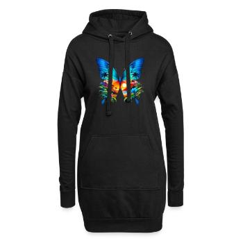 Schmetterling - Hoodie-Kleid - Schwarz - Vorne