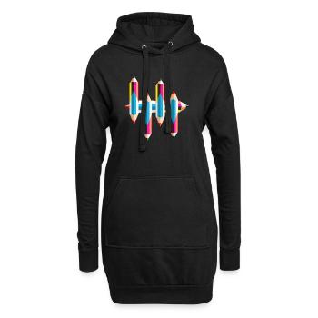 Crayons de couleur - Sweat-shirt à capuche long Femme - noir - Devant