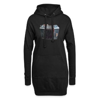 Vintage Akkordeon Kunst - Hoodie-Kleid - Schwarz - Vorne
