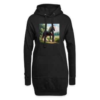 Aquarell Percheron Pferd - Hoodie-Kleid - Schwarz - Vorne