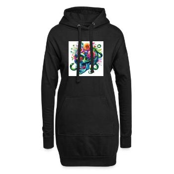 Aquarell blauer Totenkopf und Schlangen - Hoodie-Kleid - Schwarz - Vorne