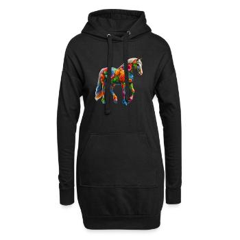 Pferd mit Blumen geschmückt - Hoodie-Kleid - Schwarz - Vorne
