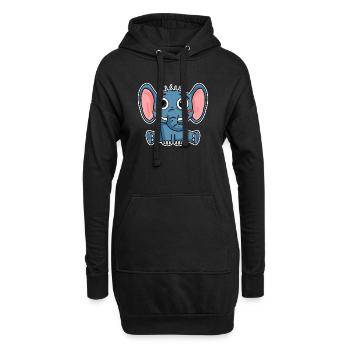 Éléphant - Sweat-shirt à capuche long Femme - noir - Devant