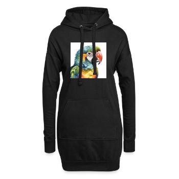Aquarell-Ara - Hoodie-Kleid - Schwarz - Vorne