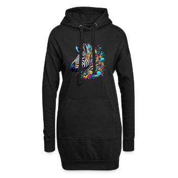 Zebra - Hoodie-Kleid - Schwarz - Vorne