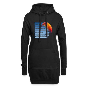 Essen - Paragliden - Schlafen - Wiederholen - Hoodie-Kleid - Schwarz - Vorne