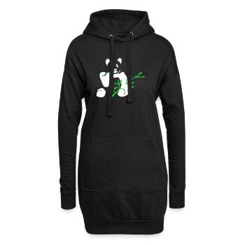 Panda mit Bambus - Hoodie-Kleid - Schwarz - Vorne