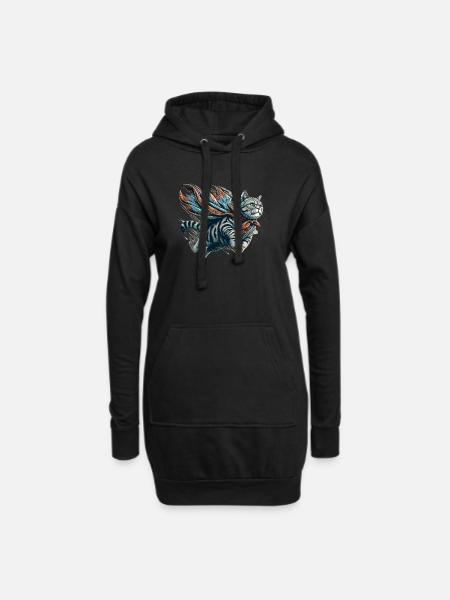 Super Katze Britisch Kurzhaar BKH getigert - Hoodie-Kleid - Schwarz