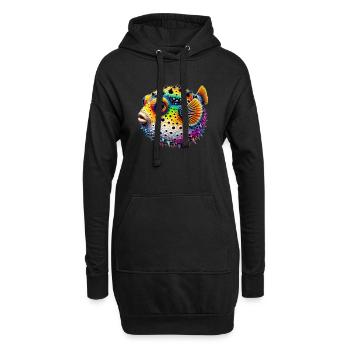 Kugelfisch - Hoodie-Kleid - Schwarz - Vorne
