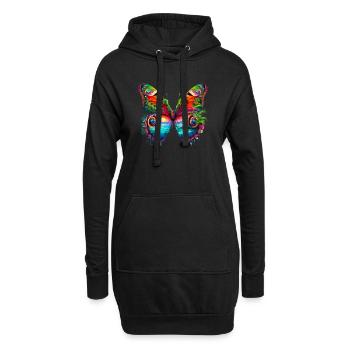 Schmetterling - Hoodie-Kleid - Schwarz - Vorne