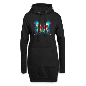 Fleurs papillon tulipes tulipe - Sweat-shirt à capuche long Femme - noir - Devant