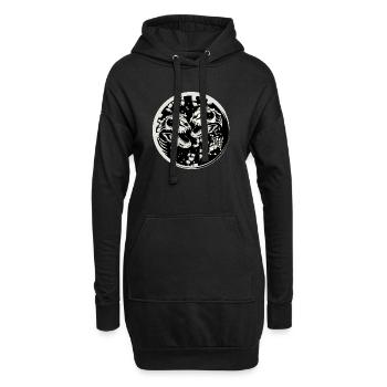 Two Dinosaur Skull Tyrannosaurus Rex - Hoodie Dress - black - Front