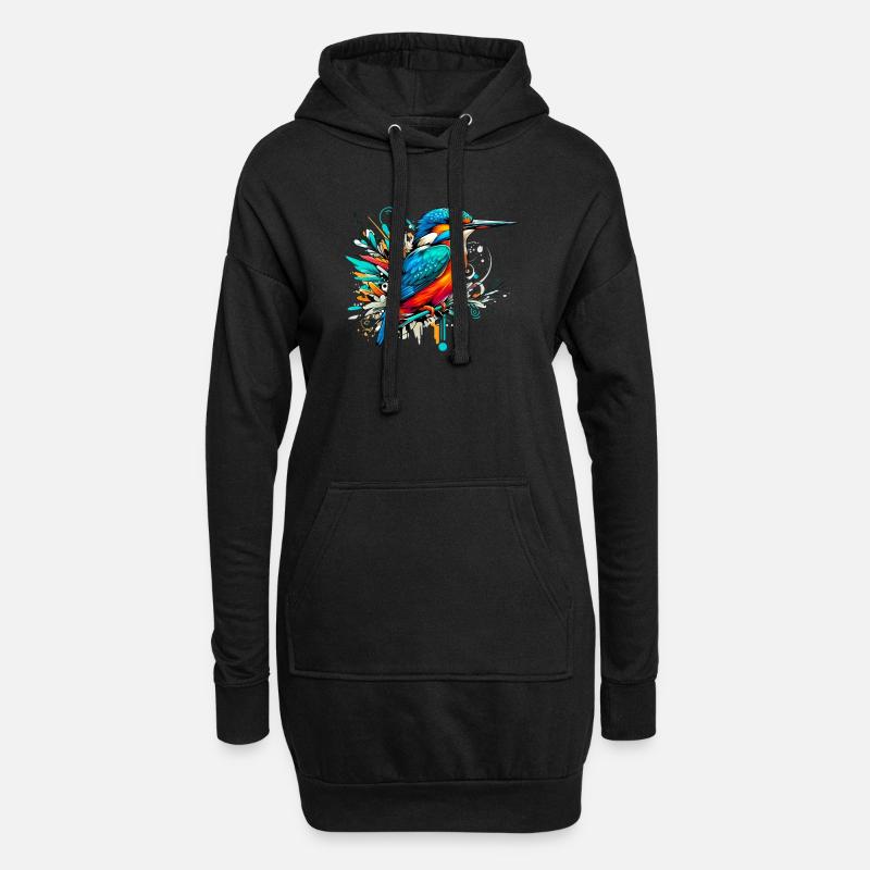 Eisvogel - Hoodie-Kleid - Schwarz