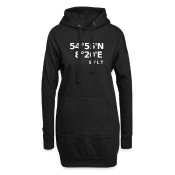 Sylt Koordinaten - Hoodie-Kleid - Schwarz - Vorne