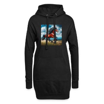Cheval au galop - Sweat-shirt à capuche long Femme - noir - Devant