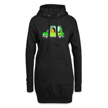 Biene Auto - Hoodie-Kleid - Schwarz - Vorne