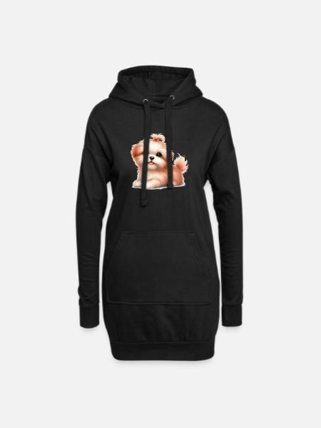Süßer Hund - Hoodie-Kleid - Schwarz