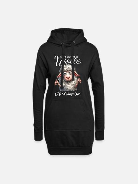 Komm Wolle Ich Schaf Das - Hoodie-Kleid - Schwarz