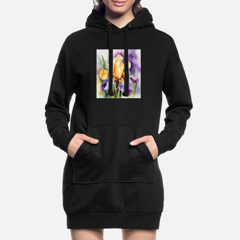 Iris iris violet orange | Conception à l’aquarelle Sweat-shirt à capuche long Femme