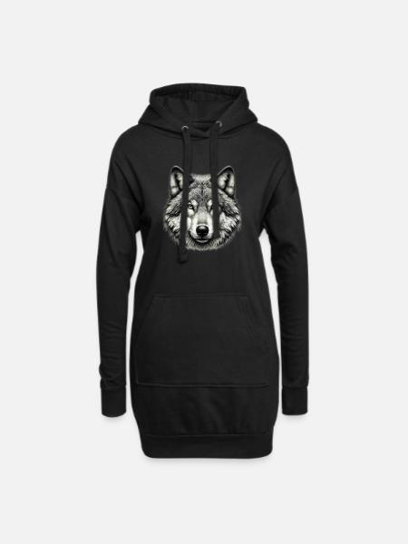 Wolf - Hoodie-Kleid - Schwarz