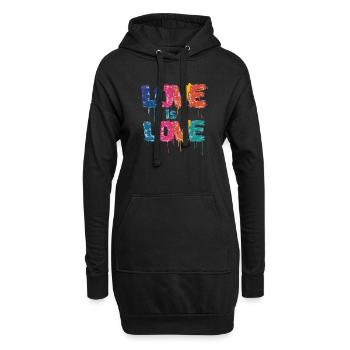 Farbenfrohes Graffiti mit Love Schriftzug - Hoodie-Kleid - Schwarz - Vorne