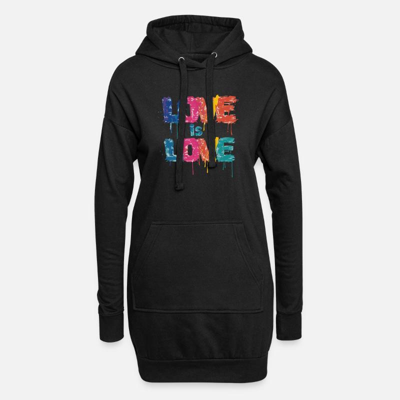 Farbenfrohes Graffiti mit Love Schriftzug - Hoodie-Kleid - Schwarz
