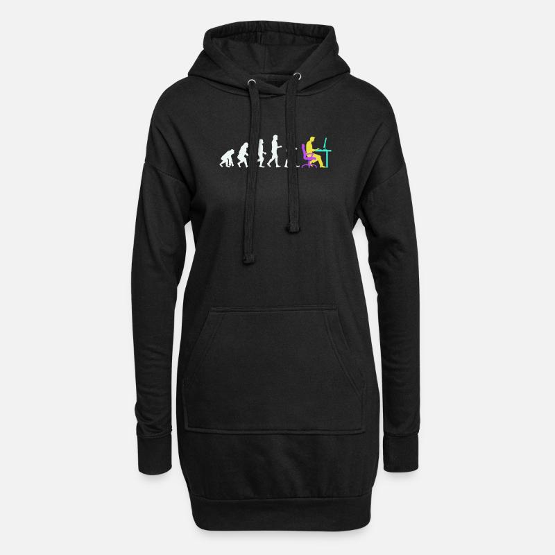 Developer Evolution Computerfreak Open Source - Hoodie-Kleid - Schwarz