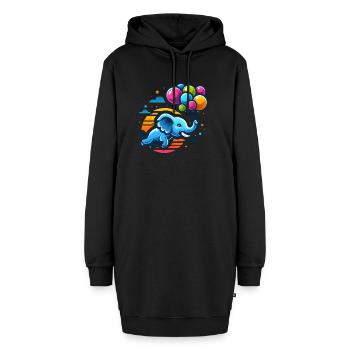 Éléphant volant avec des ballons colorés - Sweat-shirt à capuche long Femme - noir - Devant