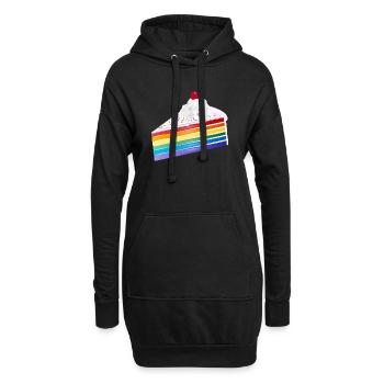 Morceau de gâteau arc-en-ciel à la crème et à la cerise - Sweat-shirt à capuche long Femme - noir - Devant